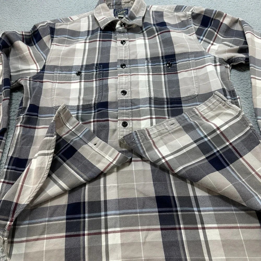 J. Crew Sportsman Shirt Men's Large Plaid Slim Button Up Casual Preppy Camp Hike